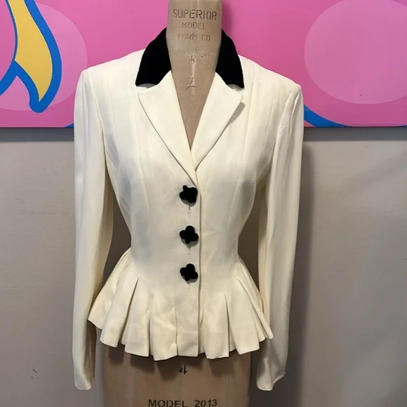 Moschino Cheap & Chic Ivory Peplum Jacket - Picture 2 of 15